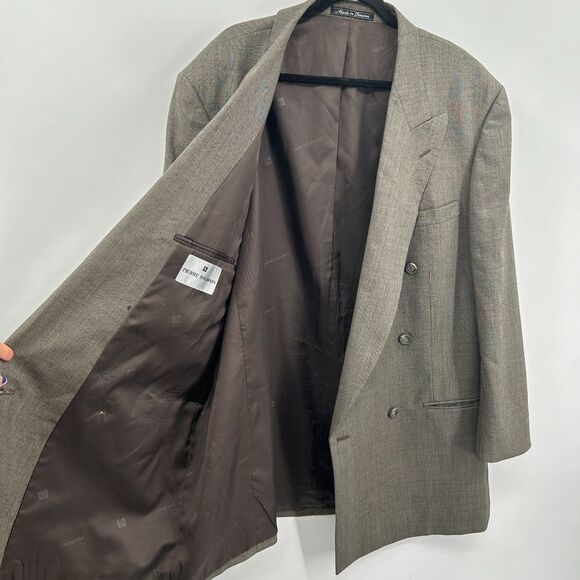 PIERRE BALMAIN Men 100% Wool Gray Double Breasted Single Button Suit Jacket 48XL - Picture 7 of 11